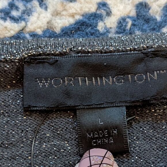 Worthington Crop sleeve metallic top sweater - Picture 4 of 10